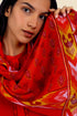 Scarf in printed cotton gauze with tassels